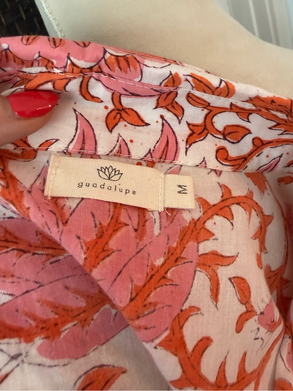 🌺 Guadalupe Design Meredith Floral Maxi Dress Coral Pink Cotton Tiered Boho M - Picture 11 of 12